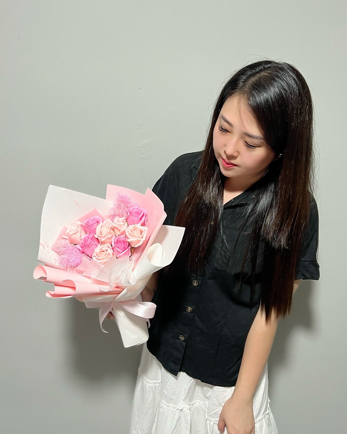 Macaroon Pink Soap Roses Bouquet