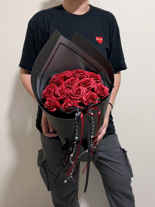 Simplicity Black Red Soap Roses Bouquet