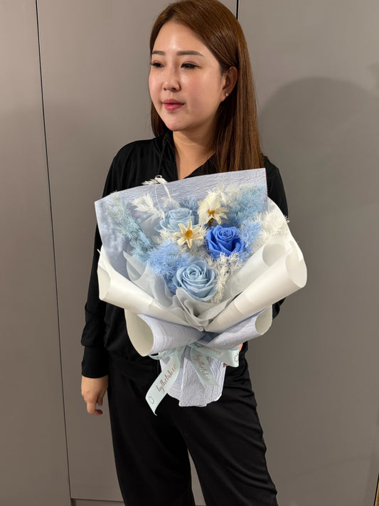 Sky is Limit Blue - Small Preserved Roses Bouquet