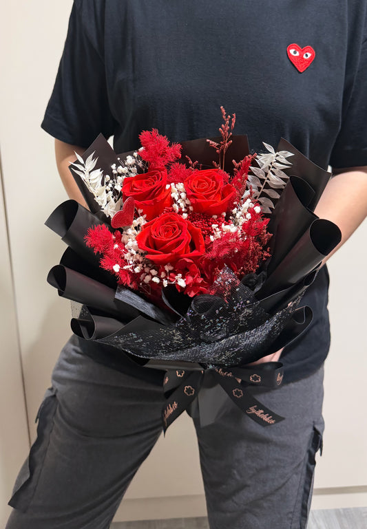 Preserved Roses Flower Bouquet - Royal Red