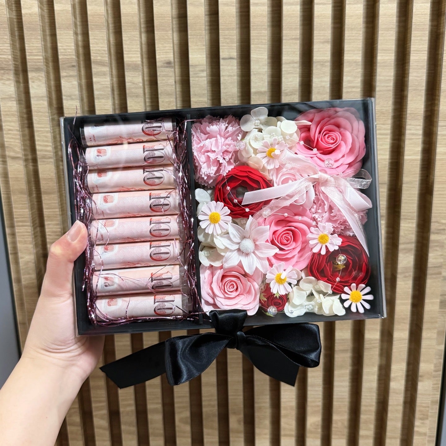 (Avail! Whatsapp To Order) Classical Money Box in Mix Bloom Soap Flowers!