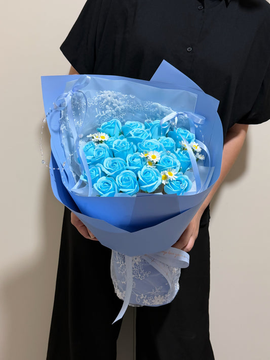 Lacey Blue Soap Roses Bouquet