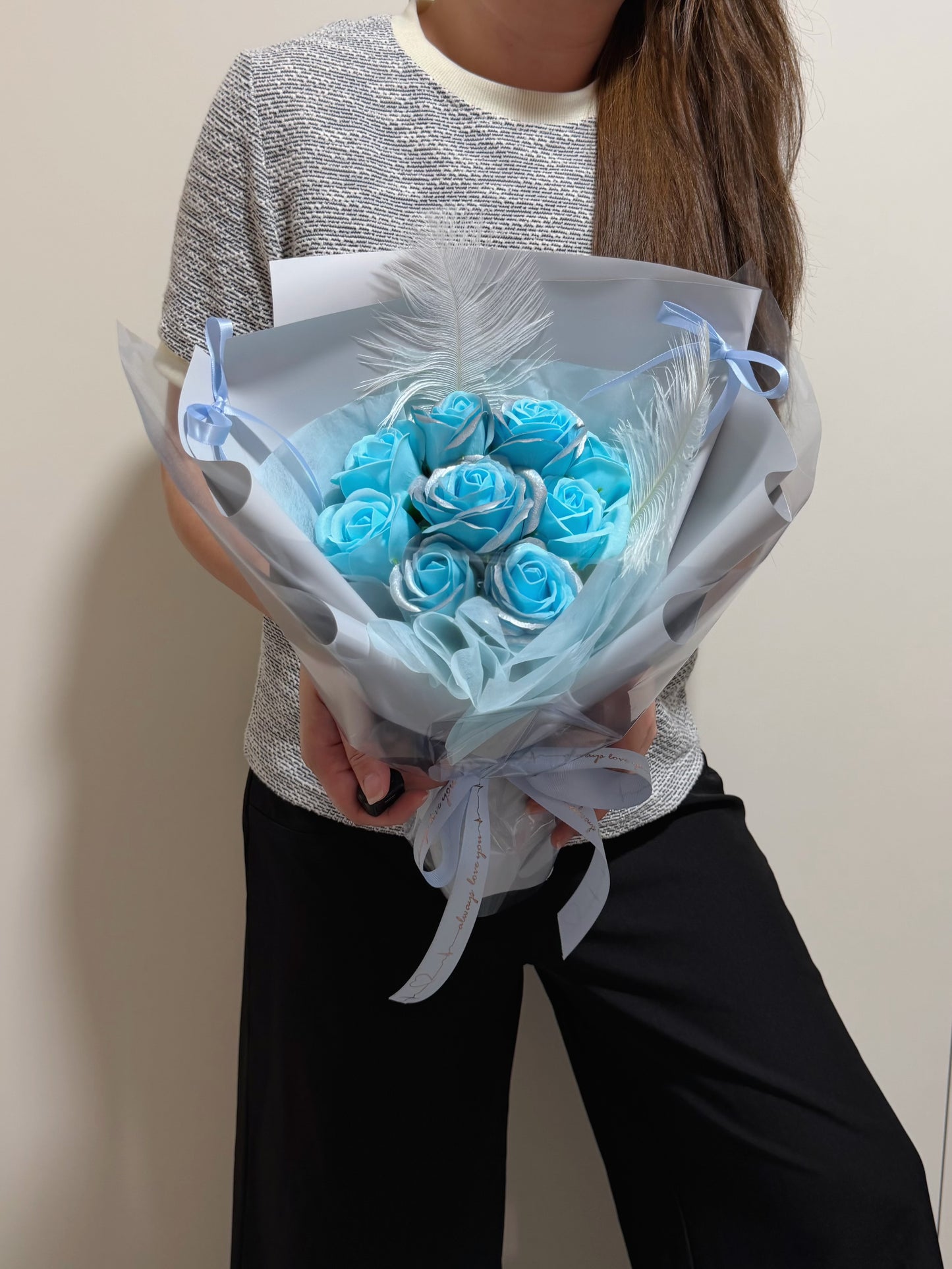 Sparkling Blue Coquette Soap Roses Bouquet