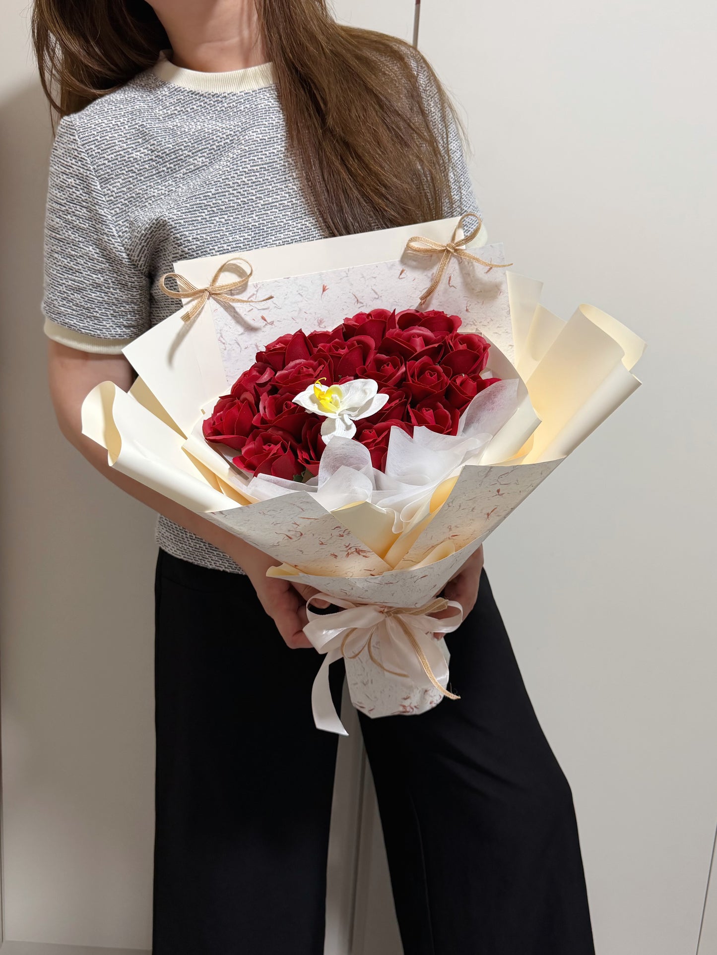 Graceful Red Soap Roses Bouquet