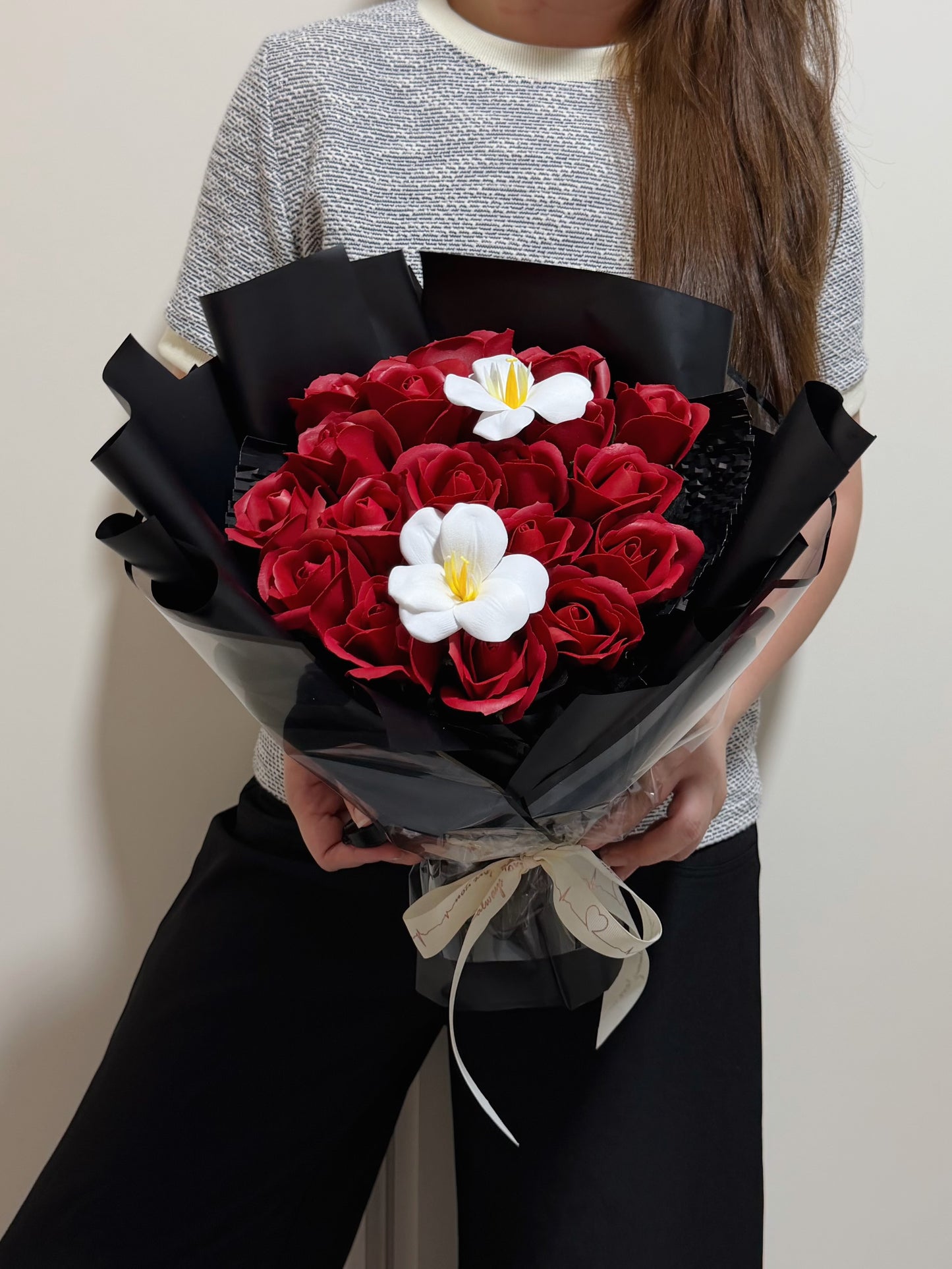 Sophisticated Soap Roses and Blooming Tulips Bouquet