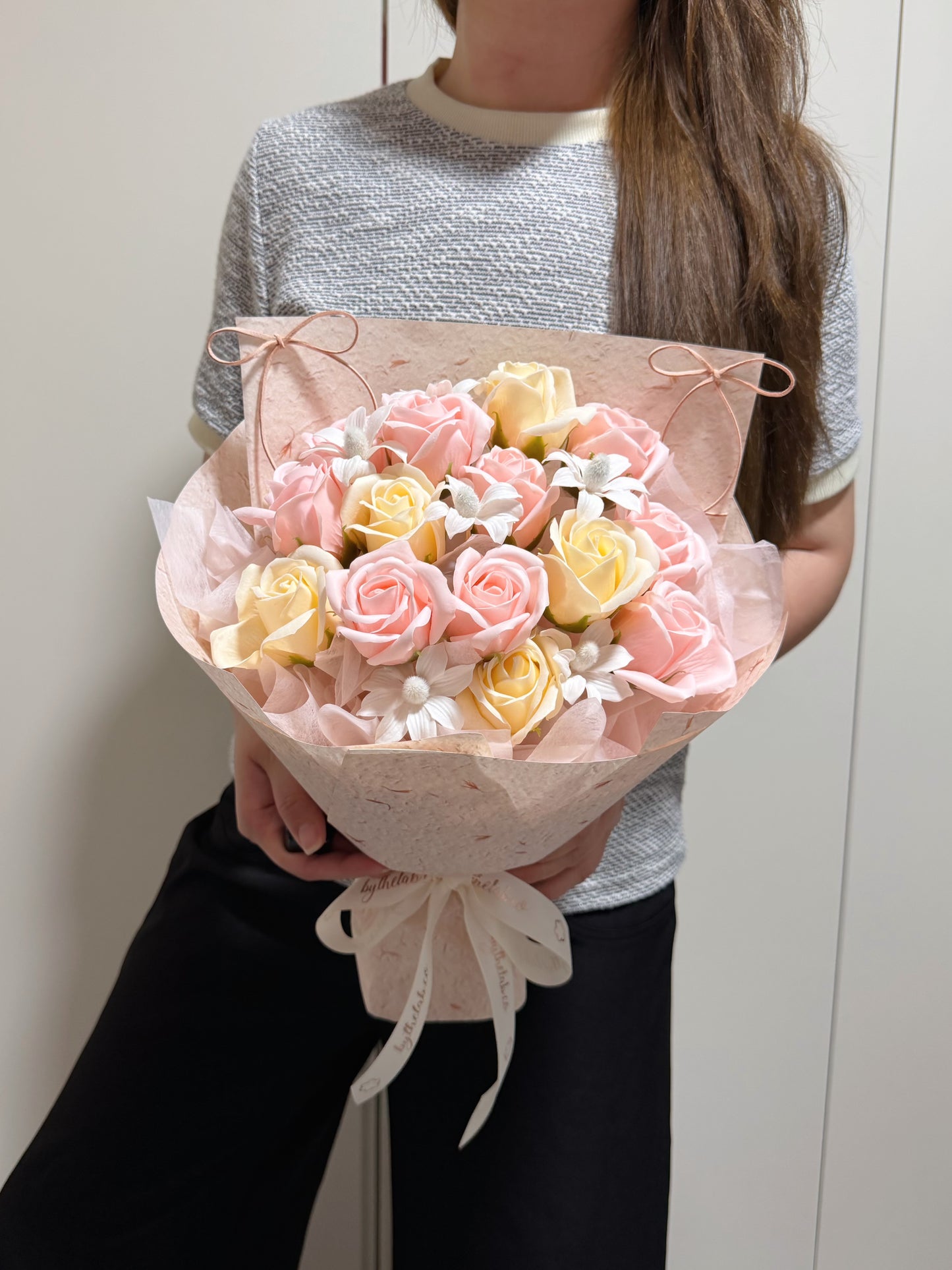 Adorbs Sweet Pink Champagne Soap Roses Bouquet