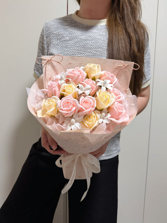 Adorbs Sweet Pink Champagne Soap Roses Bouquet