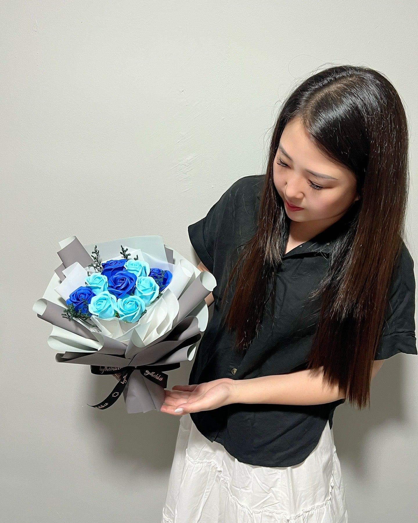 Rusty Blue Soap Roses Bouquet