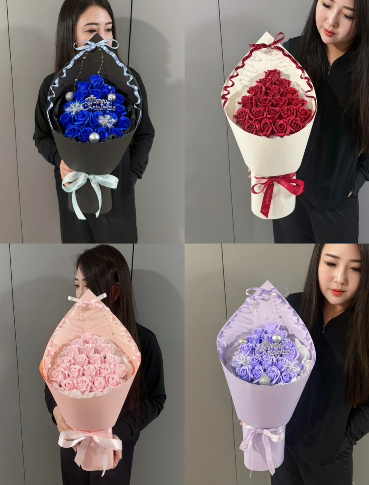 Xmas Special : Flowy Ribbon Soap Roses Bouquet