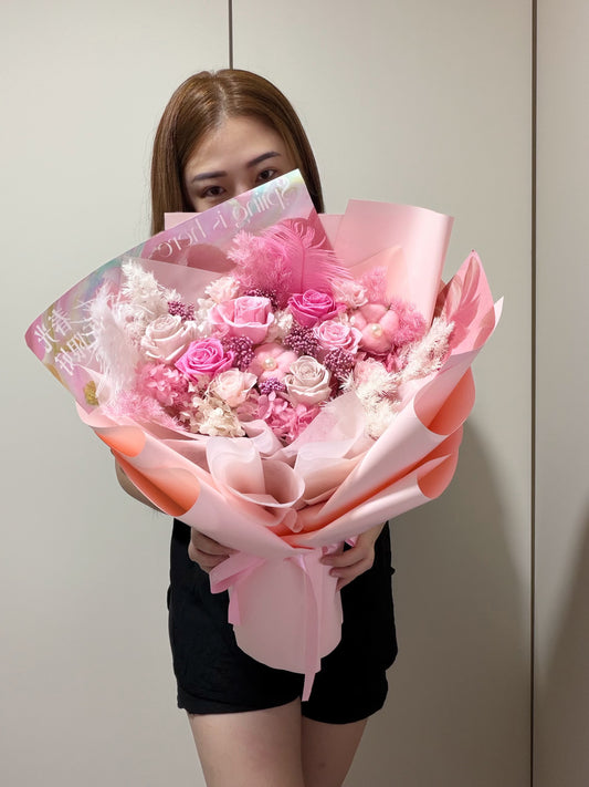 Spring Love in Pink - Large Preserved Roses Bouquet