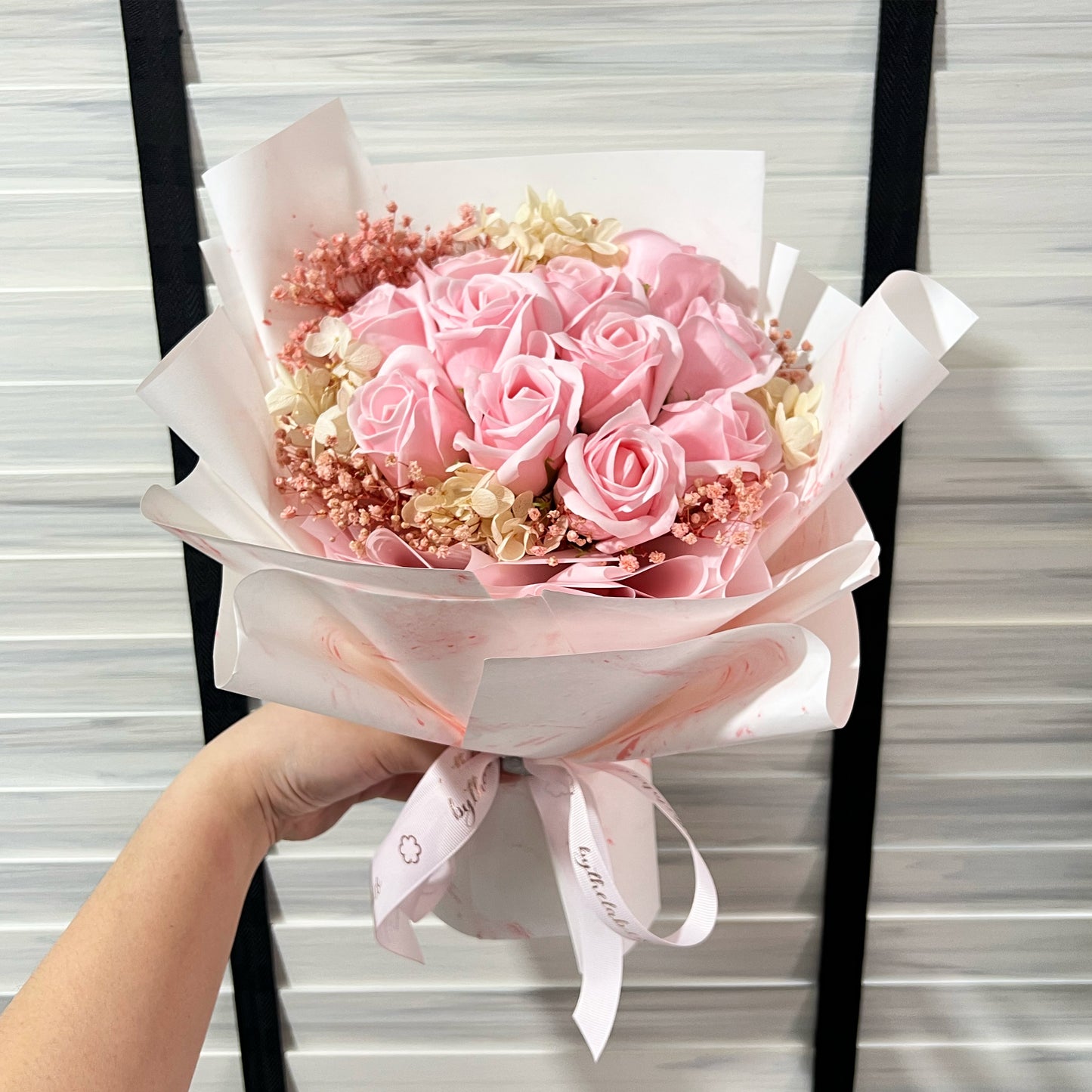 Pink Soap Roses in Marble Pink